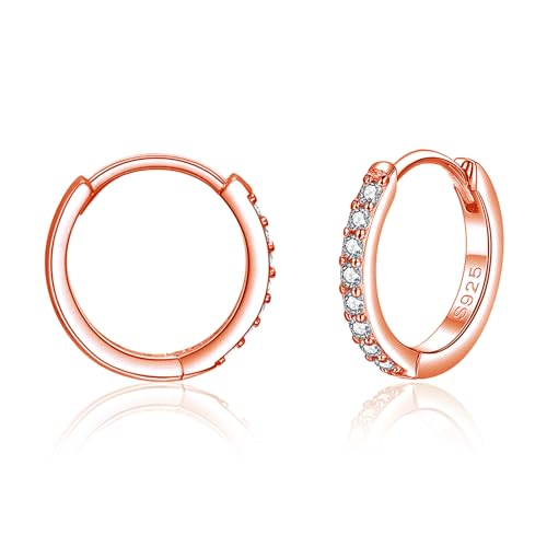 Zolkamery Creolen Silber 925, Damen Rose Gold Ohrringe Creolen 5A Zirkonia