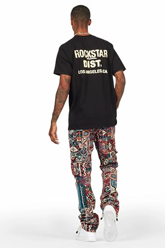 Men's Nard Red Multi Tapestry Stacked Flare Jean4