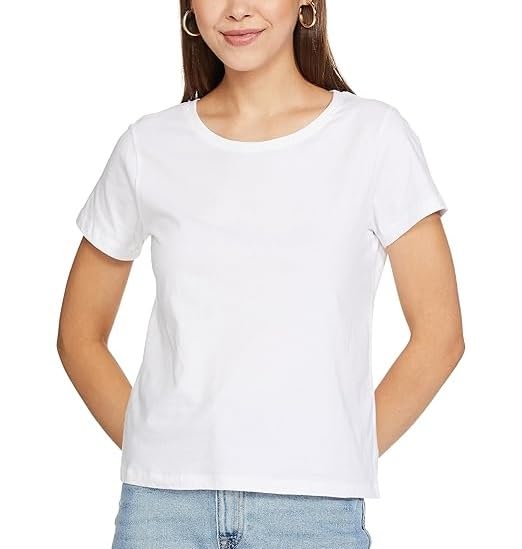 Women’s Cotton Solid Round Neck T-Shirt | Regular Fit Casual Tee for Women