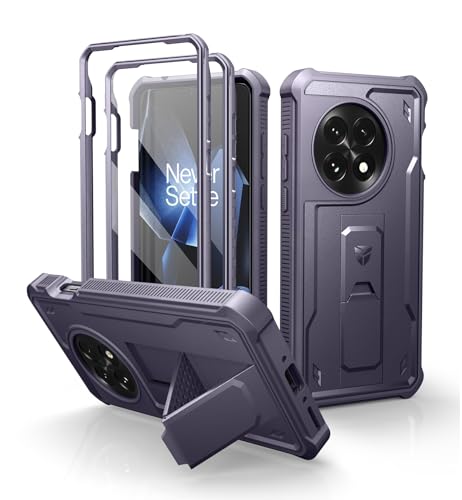 Image of Dexnor for OnePlus 13 Case, [2 Front Frame] [Built-in Screen Protector & Kickstand] [Work with Fingerprint ID] Heavy Duty Protection Shockproof Case for OnePlus 13 5G (2025), Phantom Purple