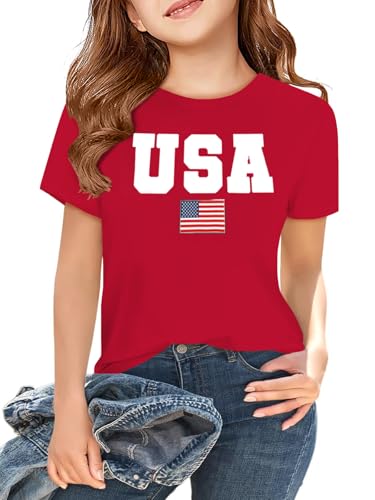 Image of ZDC Girls' Short Sleeve Shirts Kids Crewneck T-Shirts Summer Tops Basic Tees 5-14 Years