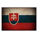 Postereck - 0317 - Vintage Flagge, Fahne Slowakei Bratislava - Unterricht Klassenzimmer Schule Wandposter Fotoposter Bilder Wandbild Wandbilder - Poster - 4:3-81,0 cm x 61,0 cm