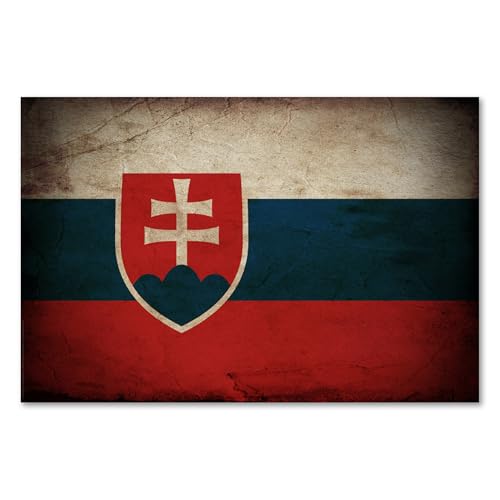 Postereck - 0317 - Vintage Flagge, Fahne Slowakei Bratislava - Unterricht Klassenzimmer Schule Wandposter Fotoposter Bilder Wandbild Wandbilder - Poster - 4:3-81,0 cm x 61,0 cm