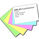  Karteikarten 500 Stück A5 farbig blanko