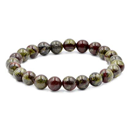 Whitewhale White Whale Blood Jasper Natural Gemstone Round Beads Stretch Bracelet Healing Reiki 8mm