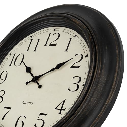 Image of Foxtop Large Wall Clock 18 Inch Silent Non Ticking Battery Operated Classic Vintage Retro Wall Clock Decorative for Living Room Kitchen Home Office (Bronze)