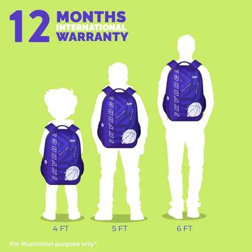 Image of Skybags Klan V2 05 Basketball 38 Liters Premium Polyester Fabric School Backpack for Kids with Multiple Compartments and Adjustable Strap - Boys & Girls
