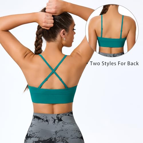 Image of BLUELILY Adjustable Deep V Neck Bras 3 /5 Pack Sports Bras for Women Padded Seamless Spaghetti Strap Criss Cross Yoga Bras