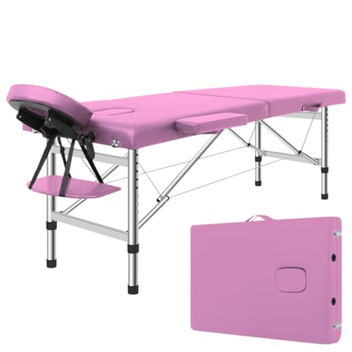Vttui Camilla de Masaje Multifuncional, Mesa Plegable portátil Resistente al Desgaste, Camilla de Tratamiento Ligera y Plegable para SPA, salón, hogar y Viajes(Color:Rosa)