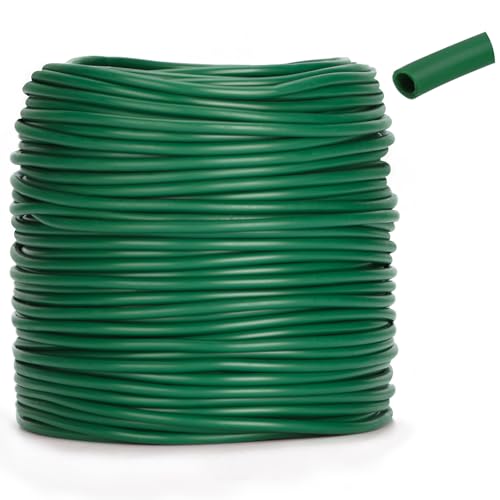 KINGLAKE Flexible Tying Tube, 3mm x 100m Green Garden Plant Ties for Climbing Plants, Plastic Garden String Ball for Tomatoes, Rose, Vegetables Support