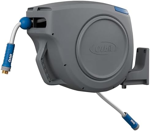 Orbit Auto-Retractable Garden Hose Reel - 100 ft x 5/8 in | Heavy-Duty, 180° Swivel Mount, 500 PSI Burst Strength - 28263