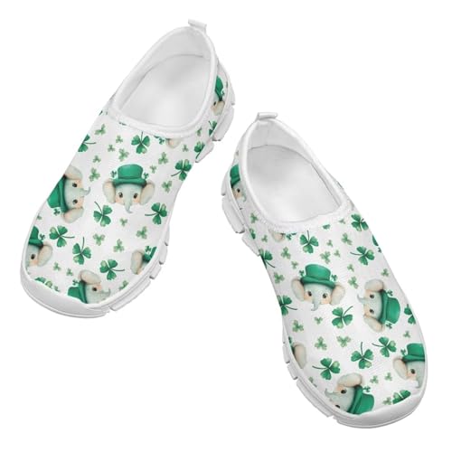 Kids St. Patrick's Day Shoes Cute Breathable Running Sneakers Boys Girls Fashion Slip On Casual Walking Shoe for Athletic US 11-15 White Sole4