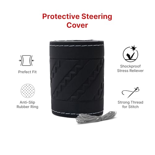 Image of Leather 25CM Universal Fit Car Steering Wheel Cover, Elastic Breathable and Odorless (Silver-8)