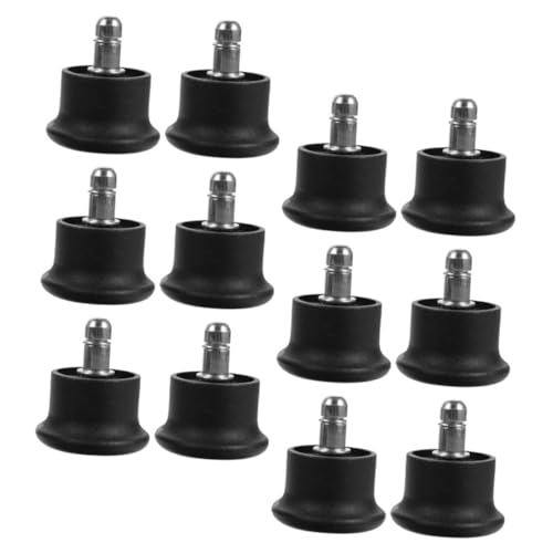 SHINEOFI Pieds De Chaise Antidérapants Et roulettes Fixes à Emboîter en Métal Et Abs Certifiés, Stabilité pour Sols Durs, Accessoires pour Chaise De Bureau, Lot de 12, Usage Bureau Et Maison