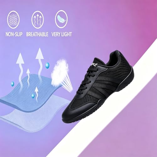 Image of White Cheer Shoes for Girls Womens Cheer Shoes Youth Girls Cheerleading Shoes Competition Gear Dance Tennis Sports Training Athletic Comfortable Flats Breathable Soft Kids Cheer Sneakers