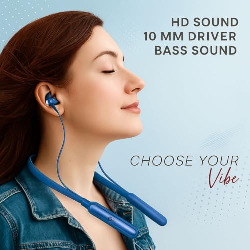 Image of Bluetooth Neckband Headphones, Fast Charge, deep bass, sweatproof Sports, Magnetic, Long Battery, Voice Assistant Support, Wireless in-Ear Headset with mic (Blue Wave)