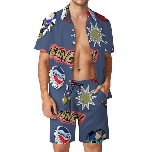 Chemise hawaïenne hommes ensemble short et pantalon de plage motif crâne capsule S