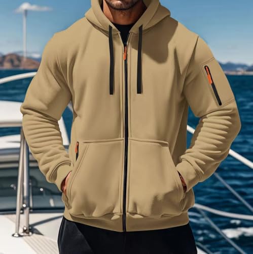 Image of MANTORS Mens Fleece Jackets Contrast Hoodies Lightweight Sweatshirt Color Block Jacket Coats