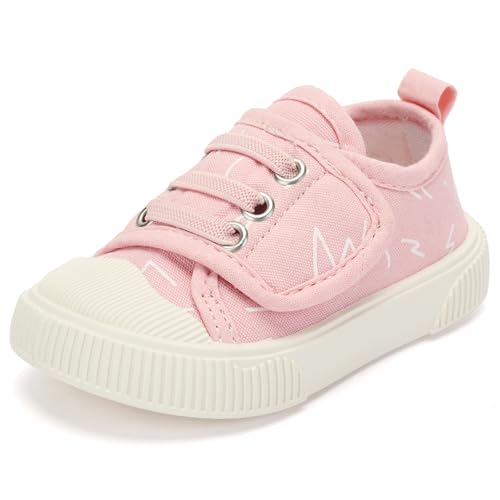 BACSAC Toddler Shoes Boys Girl Tennis Walking Sneakers Comfortable Athletic Running Non Slip Casual Canvas Gym Shoe Size 8 Pink