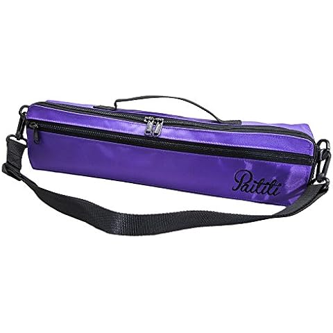 Paititi Brand New C Flute Hard Case Cover w Side Pocket/Handle/Strap Purple Color Cover