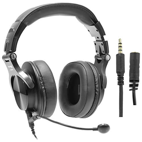 Plugger Studio DJH40-M spelheadset med mikrofon, kabel svart. Bekväm streaming sluten hörlurar, telearbete, konferens på surfplatta smartphone dator. Kompatibel PS4 Xbox One.