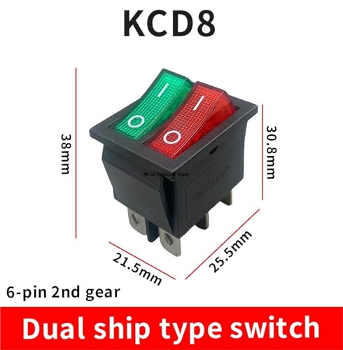 Interrupteur double bascule KCD8 lumineux rouge pour haute puissance - 3