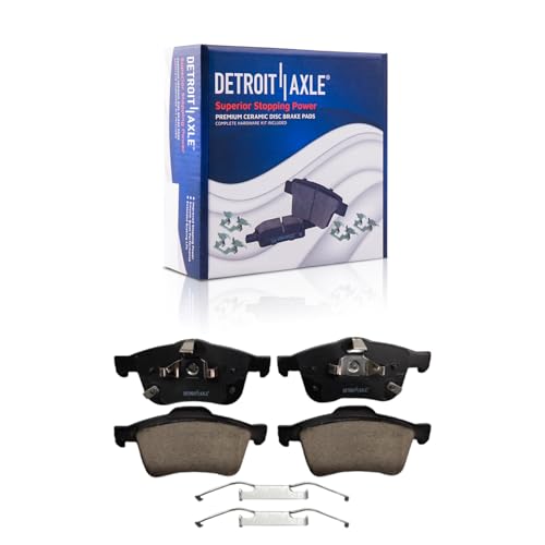 Image of Detroit Axle - Brake Pads for Fiat 2014-2020 500L Ceramic Brake Pads with Hardware 2015 2016 2017 2018 2019 Front and Rear Replacement