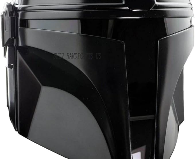 Black Mandalorian Helmet - Mandalorian Steel Metal Armor Helmet - Face Head Mask with Liner and Chin Strap for LARP Cosplay Role Halloween, Christmas Armor Gift, Halloween Costume Prop.