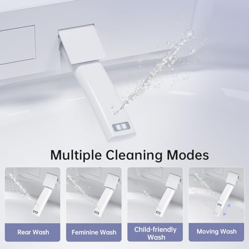 KEIKI Bidet Smart Toilet con tapa de apertura/cierre automática, altura cómoda, bidet integrado con agua tibia instantánea y secador, escudo de espuma, descarga automática, luz nocturna, control remoto y pedal miniatura 4