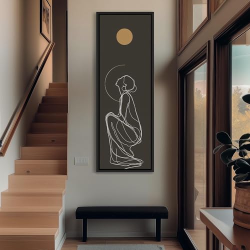 Tableau abstrait noir et blanc grand format 45 x 135 cm - 2