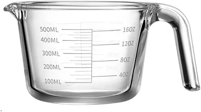 Glass Measuring Cup With Scale Milk Cup High Temperature Resistant Household Kitchen Baking Beaten Egg Cup Measuring Water Cup (Size : 500ML)