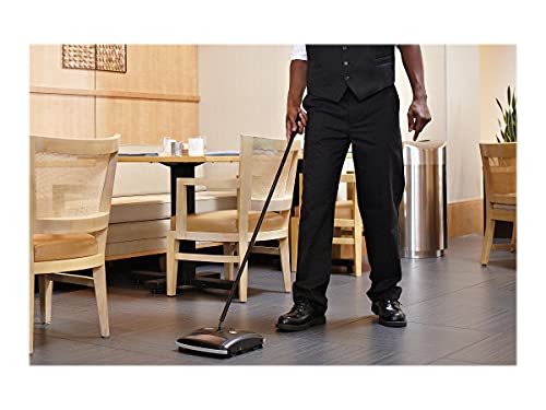 Image of Rubbermaid Commercial Products Executive Series 6.5 inch Single-Action Mechanical Sweeper Cordless Black Collects Dust Dirt and Debris from Hard Floors and Carpet