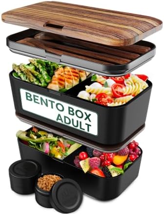 Umami Bento Lunch Box, 4 Compartments, Black, Microwave Safe, Adu...