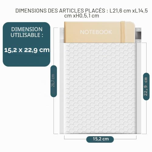 Switory Lot de 50 enveloppes à bulles en polyester pour emballage Blanc Format A5 15,3 cm x 26,9 cm – vue 2