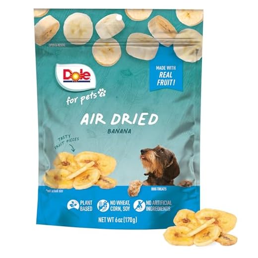 Dole for Pets Air Dried Banana Dog Treats, Single Ingredient Dog Treats Made with Real Banana, No Wheat, Corn, Soy, Artificial Flavors, Colors, or Preservatives, Air Dried Banana Chips, 6 Oz