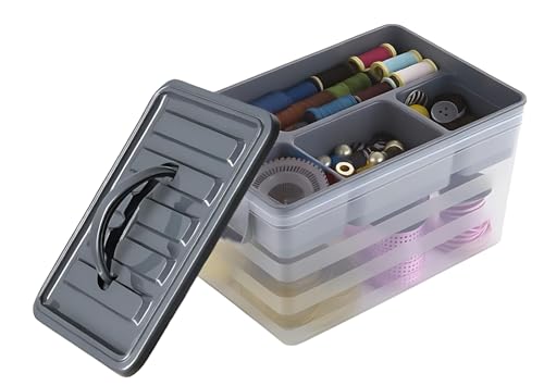 BH | Small Clear Plastic Storage Box | 6 Litre | 1 PC | Organising Removable Tray | Stackable | Utility | Multi-Purpose | Stationery, Sewing, Art Craft Supplies - BEST HOUSE