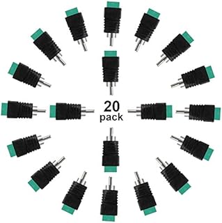 20 Piece Speaker Wire Adapter Compatible with RCA to AV, Phono Plug Solderless Converter Audio Video Speaker Wire Connectors, CCTV Applications Male Cable