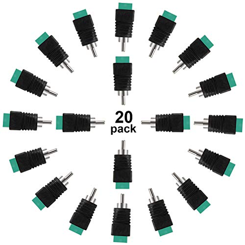 20 Piezas Adaptador de Terminal de Tornillo Compatible con RCA a AV, Convertidor sin Soldadura Enchufe Fonogrfico Conectores de Cable Altavoz de Audio/ Video, Aplicaciones de CCTV Cable Macho