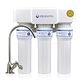 Aquasana Under Sink Water Filter | 3-Stage Max Flow Claryum Filtration | WQA Certified to Reduce PFAS, Lead & Chlorine | Under Counter Drinking Water Filter | Brushed Nickel Faucet | AQ-6300M-BN