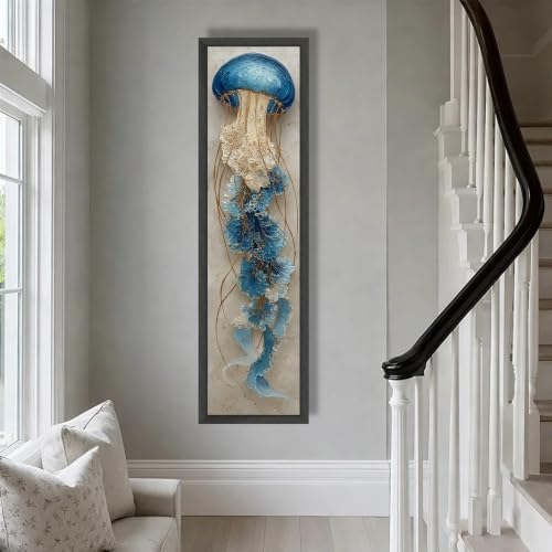 Tableau méduse bleue pour décorer un mur étroit de maison - 4