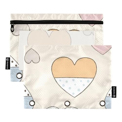 Astuccio marrone con cerniera a forma di cuore 3 anelli con finestra trasparente astuccio con in colori assortiti raccoglitore a 3 fori per riporre studenti scolastici