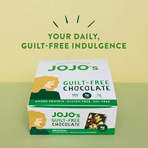 Jojo's Dark Chocolate Bars Made With Hemp, Plant Based Protein, Low Sugar, Low Carb, Vegan, Paleo & Keto Friendly, Healthy Snack, Original, 1.2Oz Bar (12 Count Box) #TOP6