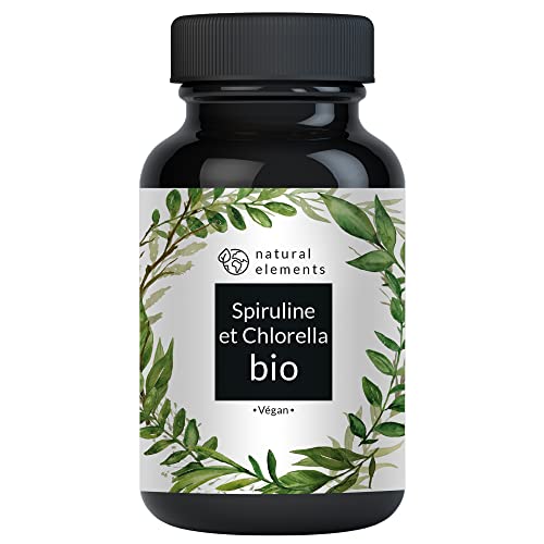 Spiruline et Chlorella bio - 500 comprimés - 2400 mg de spiruline bio + 2400 mg de chlorelle bio par dose journalière - agréé bio, contrôlés en laboratoire, sans additif, hautement dosés, végan Cover