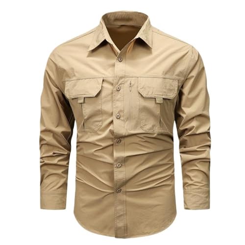 Chemise soie glacée homme anti-transpiration vêtement de travail multipoche