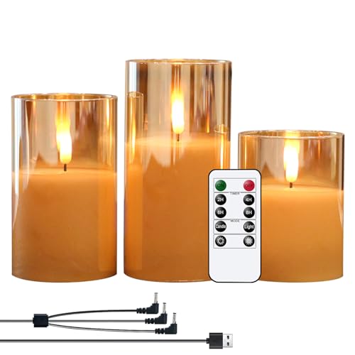 Genswin Rechargeable Led Flameless Flickering Glass Candles With Remote Timer cover