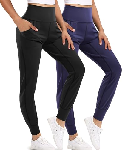 leinidina womens jogger pants high waisted sweatpants with pockets tapered casual lounge pants loose track cuff leggings