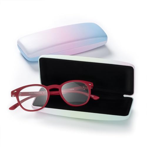 FEFI - Twarde etui na okulary w pastelowych kolorach tęczy - w zestawie ściereczka do czyszczenia okularów, Rosa, M