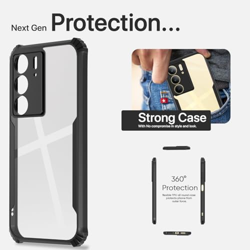Image of Pikkme Back Cover for Realme C71 | Ultra Hyrbid | Full Camera Protection | Raised Edge | Crystal Clear Transparent Bumper Case (Black)