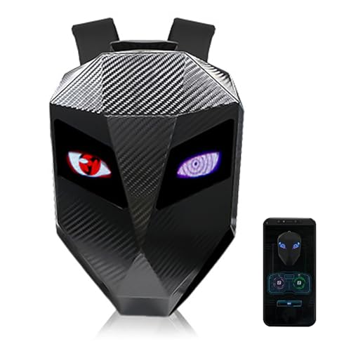 CEIEVER Sac à dos de moto pour homme - Avec affichage LED des yeux - Étanche - Avec structure en fibre de carbone - Coque rigide - LED - Pour moto de voyage, Noir , 48X26X15CM