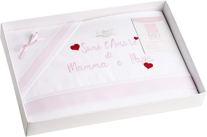 Compose' Mio Piccolo Culla/Carrozzina Neonato Ricamo Mamma E Papà Moda Egidio (ROSA)